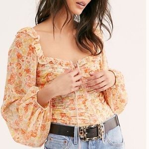 Free People Mabel printed blouse in floral pink